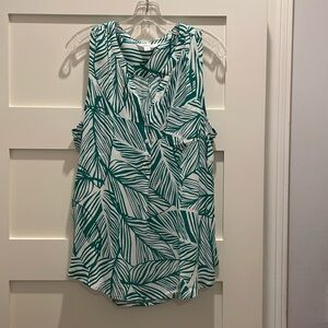 Market & Spruce sleeveless top with palm tree design.